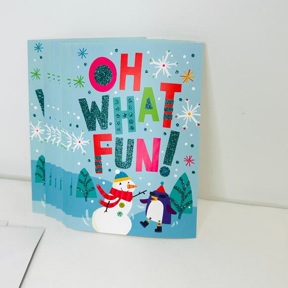 10 pack Hallmark Glitter Christmas Holiday Cards and 5 White Envelopes - Picture 3 of 5